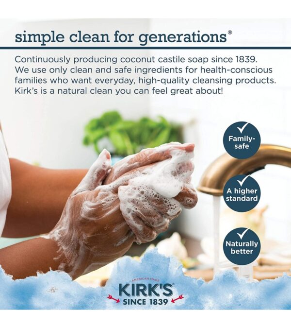 Kirk's Castile Bar Soap Clean Soap for Men, Women & Children| Premium Coconut Oil | Sensitive Skin Formula, Vegan | Original Fresh Scent | 4 oz. Bars – 12 Pack
