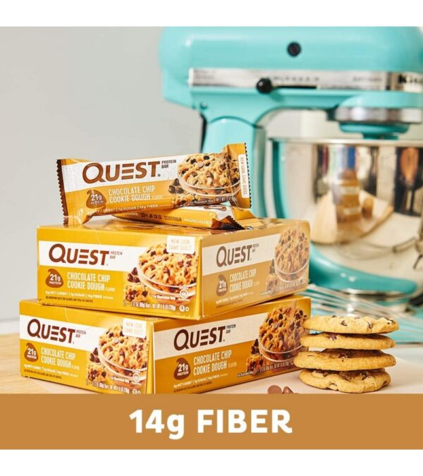 Quest Nutrition Chocolate Chip Cookie Dough Protein Bars, High Protein, Low Carb, Gluten Free, Keto Friendly, 12 Count