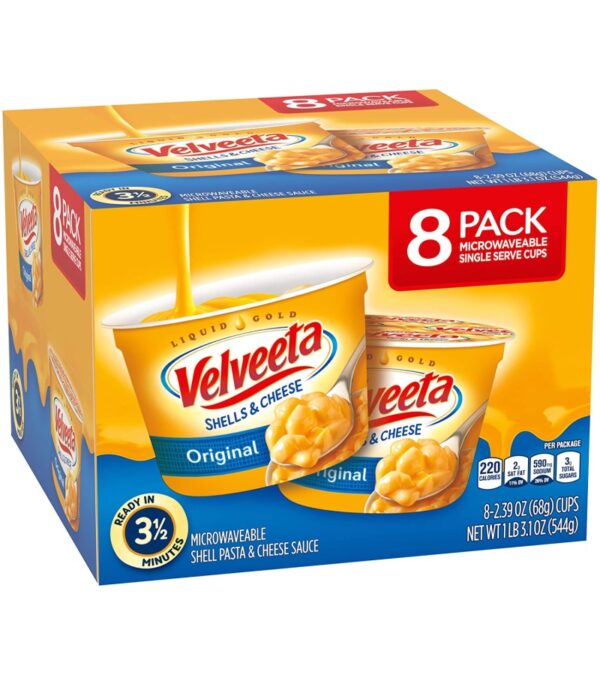 Velveeta Original Microwavable Shells & Cheese Cups 2.39 Ounce (Pack of 8)