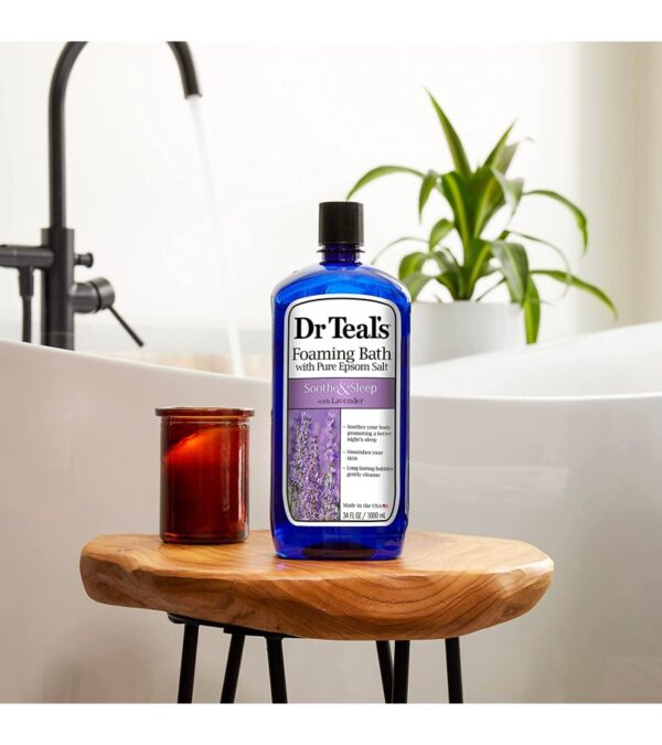 Dr Teal's Foaming Bath with Pure Epsom Salt, Soothe & Sleep with Lavender, 34 fl oz (Pack of 4)