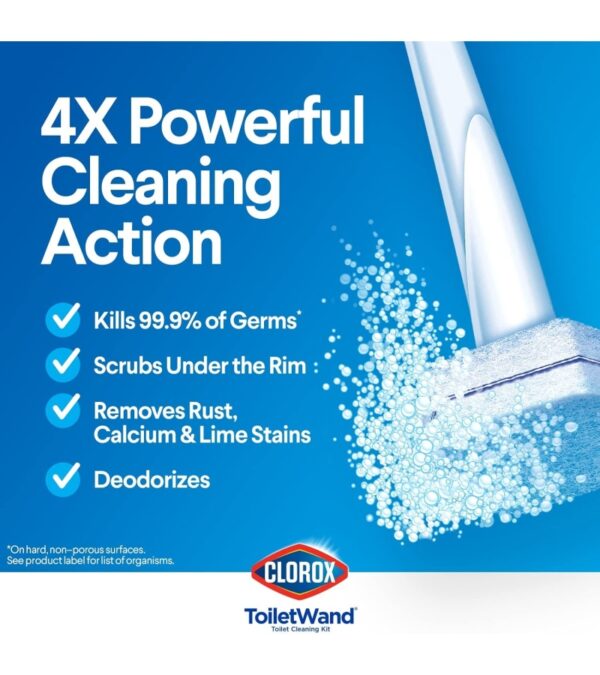 Clorox Toilet Wand Disinfecting Refills, Toilet and Bathroom Cleaning, Toilet Brush Heads, Disposable Wand Heads, Blue Original, 30 Count
