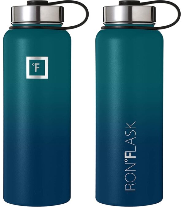 IRON °FLASK Sports Water Bottle – 40oz, 3 Lids (Straw Lid), Leak Proof – Stainless Steel Gym & Sport Bottles for Men, Women & Kids – Double Walled, Insulated Thermos, Metal Canteen