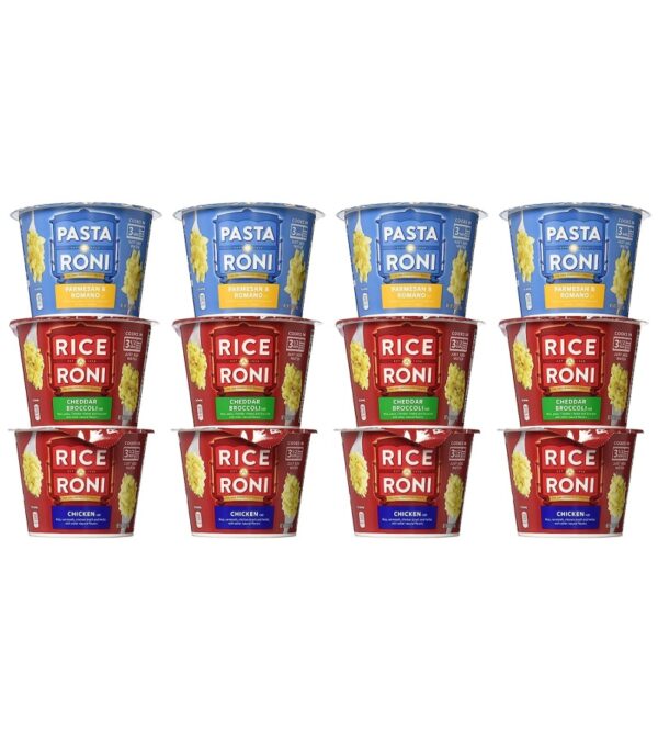 PASTA RONI Quaker Rice a Roni Cups Individual Cup, 3-Flavor Variety Pack, 2.25 Oz, 12 count (Pack of 1)