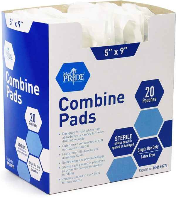 Medpride Sterile Abdominal- ABD Combine Pads| 40-Pack, 5 x 9 Inches| Extra Absorbent & Thick, Individually Wrapped Wound Dressing, First Aid Pads| Surgical-Grade, Nonstick- for Heavy Leakage, Post Op