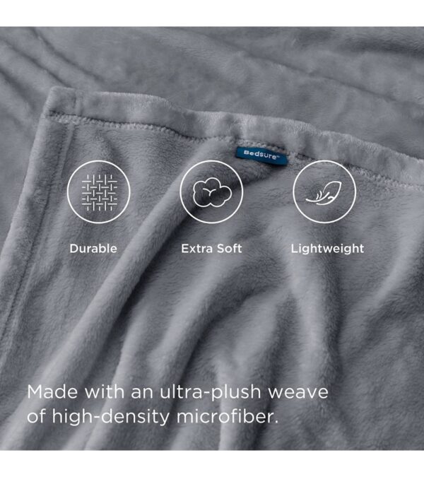 Bedsure Fleece Bed Blankets Queen Size Grey – Soft Lightweight Plush Fuzzy Cozy Luxury Blanket Microfiber, 90×90 inches