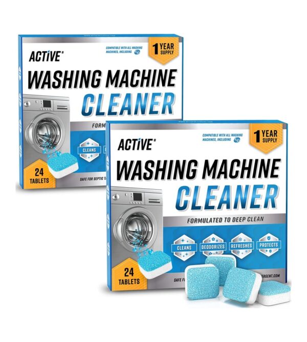 Washing Machine Cleaner Descaler 48 Pack – Value Size Deep Cleaning Tablets For HE Front Loader & Top Load Washer, Septic Safe Eco-Friendly Deodorizer, Clean Inside Drum And Laundry Tub Seal – 48 Count
