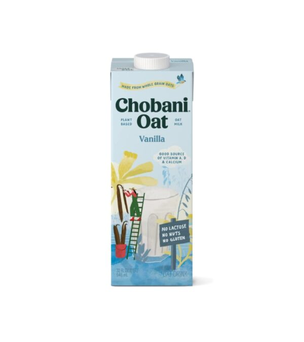 Chobani Oat Drink, Vanilla Barista Edition, No Lactose, No Nuts, Gluten Free, 32 Ounce (Pack of 12)