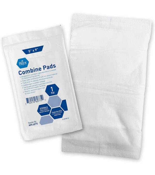 Medpride Sterile Abdominal- ABD Combine Pads| 40-Pack, 5 x 9 Inches| Extra Absorbent & Thick, Individually Wrapped Wound Dressing, First Aid Pads| Surgical-Grade, Nonstick- for Heavy Leakage, Post Op
