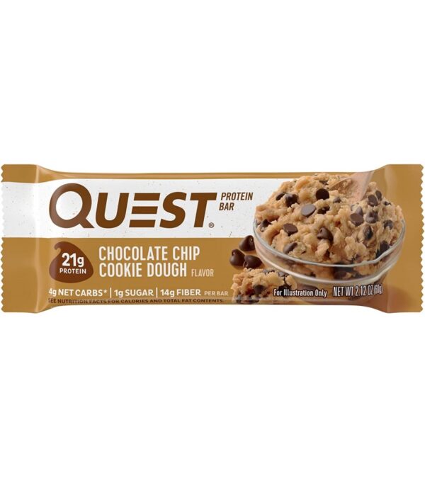 Quest Nutrition Chocolate Chip Cookie Dough Protein Bars, High Protein, Low Carb, Gluten Free, Keto Friendly, 12 Count