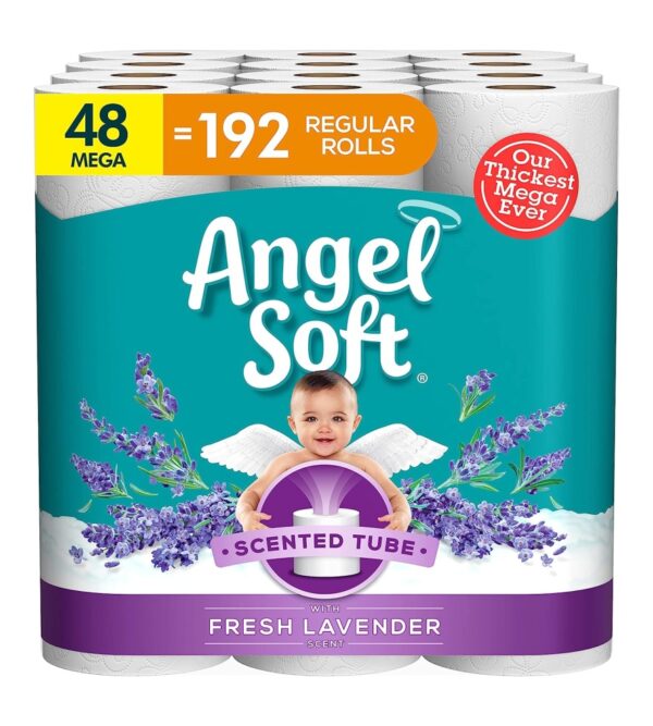 Angel Soft Toilet Paper with Fresh Lavender Scent, 48 Mega Rolls = 192 Regular Rolls, 2-Ply Bath Tissue
