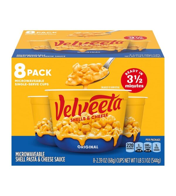 Velveeta Original Microwavable Shells & Cheese Cups 2.39 Ounce (Pack of 8)