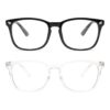 livho 2 Pack Blue Light Blocking Glasses, Computer Reading/Gaming/TV/Phones Glasses for Women Men,Anti Eyestrain & UV Glare (Light Black+Clear)