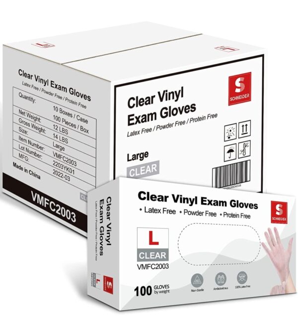 img-ba5503e96d4bc87d15f8f321e32d832d Schneider Clear Vinyl Exam Gloves, Latex-Free, Disposable Medical Gloves, Cleaning Gloves, Food Safe, Powder-Free, 4 mil
