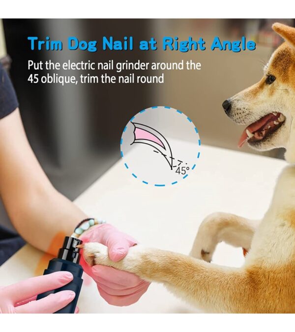 Casfuy Dog Nail Grinder Upgraded – Professional 2-Speed Electric Rechargeable Pet Nail Trimmer Painless Paws Grooming & Smoothing for Small Medium Large Dogs & Cats (Dark Blue)