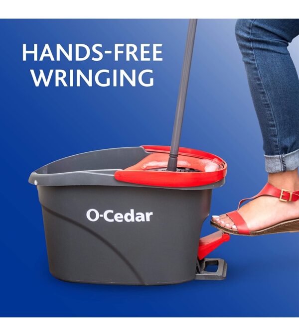 O-Cedar EasyWring Microfiber Spin Mop, Bucket Floor Cleaning System, Red, Gray