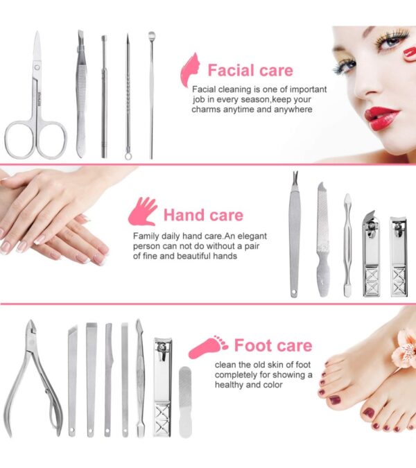 img-bee10c731a531c8c6a6f04bd507e633d Nail Clippers Set 18 Pieces Stainless Steel Manicure Kit, Professional Grooming Kits, Nail Care Tools with Luxurious Travel Case
