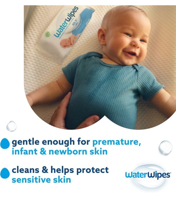 WaterWipes Plastic-Free Original Baby Wipes, 99.9% Water Based Wipes, Unscented & Hypoallergenic for Sensitive Skin, 540 Count (9 packs), Packaging May Vary