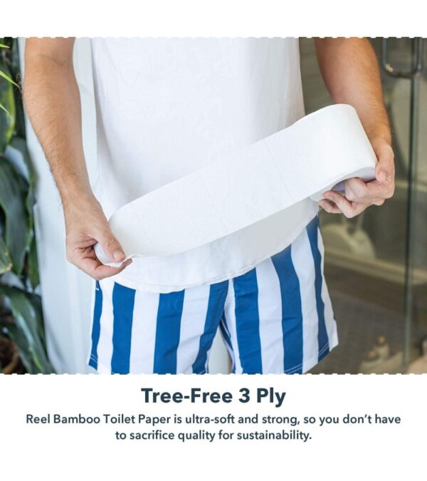 Bulk Reel Premium Bamboo Toilet Paper – 2 Pack – 48 Rolls of Toilet Paper – 3-Ply Made From Tree-Free, 100% Bamboo Fibers – Eco-Friendly Zero Plastic Packaging