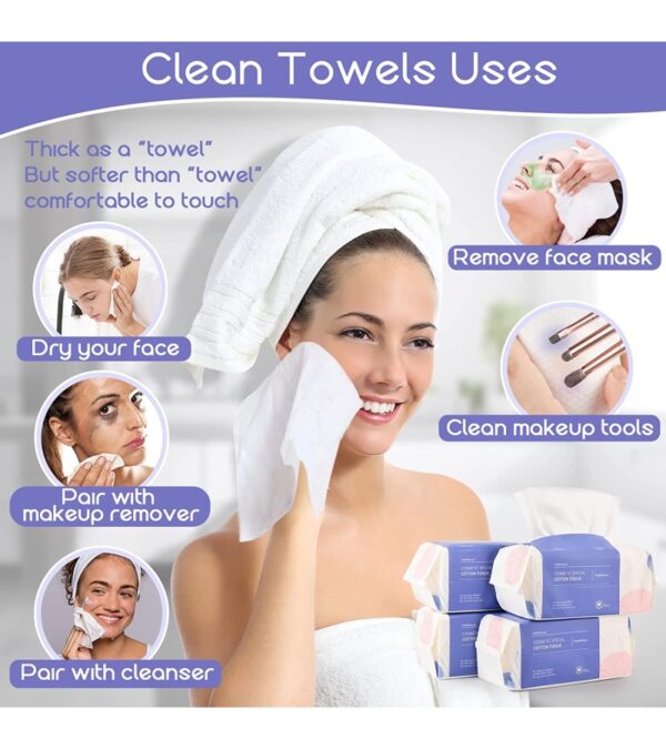 img-c31823917fa8df3f1a3baeed4f537657 PoeticEHome Extra Thick Cotton Dry Wipes, Disposable Face Towel Lint-Free Facial Tissue Cloths for Deeply Cleansing & Makeup Cleaning 4 PACK
