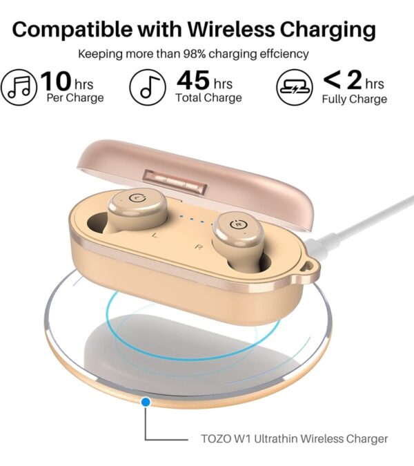 TOZO T10 Bluetooth 5.3 Wireless Earbuds with Wireless Charging Case IPX8 Waterproof Stereo Headphones in Ear Built in Mic Headset Premium Sound with Deep Bass for Sport Khaki (2022 Upgraded)