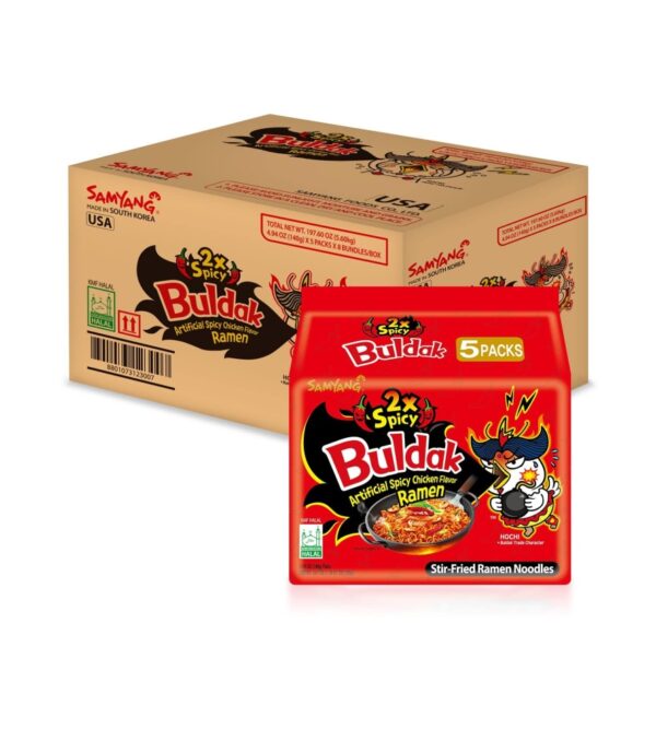 img-cb518b19da68d9b82cc7f71b4b284a8f Samyang 2X Buldak (Korean) Hot Spicy Chicken Stir Fried Ramen 4.94 oz (Pack of 40)