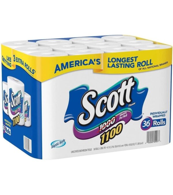 Scott Bath Tissue, 1, 100 Sheetsper Roll, 36 Count