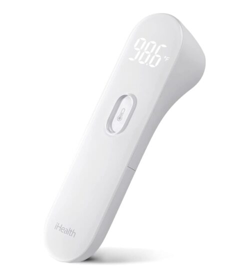 iHealth No-Touch Forehead Thermometer, Digital Infrared Thermometer for Adults and Kids, Touchless Baby Thermometer, 3 Ultra-Sensitive Sensors, Large LED Digits, Quiet Vibration Feedback, Non Contact