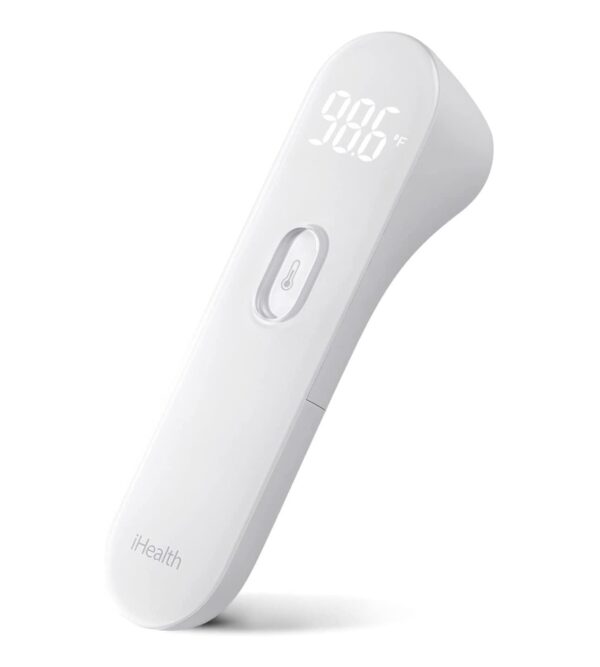 iHealth No-Touch Forehead Thermometer, Digital Infrared Thermometer for Adults and Kids, Touchless Baby Thermometer, 3 Ultra-Sensitive Sensors, Large LED Digits, Quiet Vibration Feedback, Non Contact