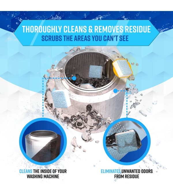 Washing Machine Cleaner Descaler 48 Pack – Value Size Deep Cleaning Tablets For HE Front Loader & Top Load Washer, Septic Safe Eco-Friendly Deodorizer, Clean Inside Drum And Laundry Tub Seal – 48 Count