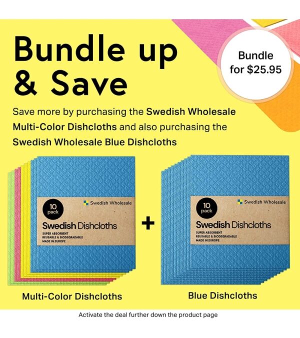 Swedish Wholesale Swedish Dish Cloths – 10 Pack Reusable, Absorbent Hand Towels for Kitchen, Counters & Washing Dishes – Cellulose Sponge Cloth – Eco Friendly Gifts – Assorted