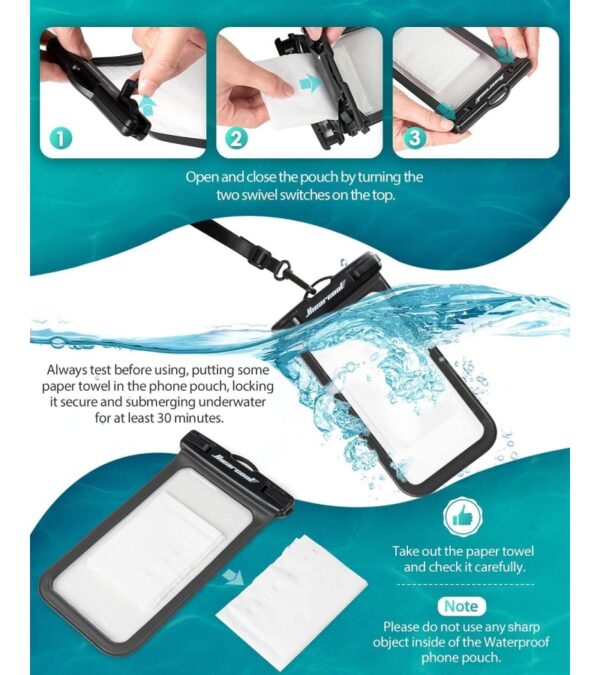 Hiearcool Universal Waterproof Phone Pouch, Waterproof Phone Case Compatible for iPhone 14 13 12 11 Pro Max XS Plus Samsung Galaxy S22 Cellphone Up to 7.2″, IPX8 Cellphone Dry Bag for Vacation-2 Pack