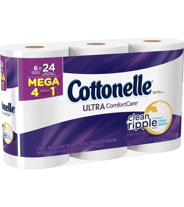 Cottonelle Ultra Comfort Care Toilet Paper, Bath Tissue, 6 Mega Toilet Paper Rolls