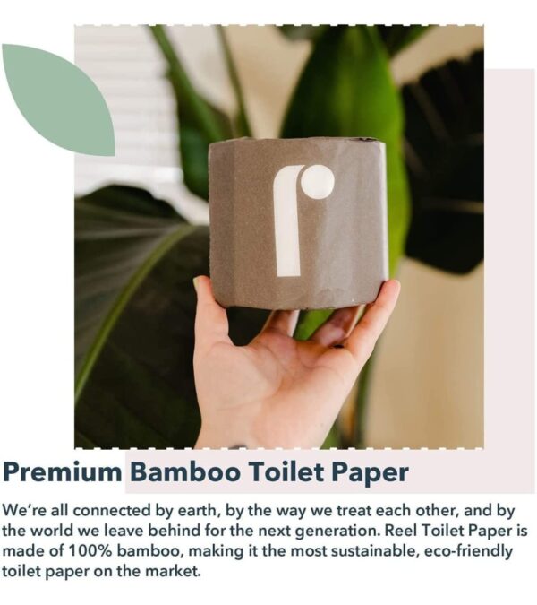 Bulk Reel Premium Bamboo Toilet Paper – 2 Pack – 48 Rolls of Toilet Paper – 3-Ply Made From Tree-Free, 100% Bamboo Fibers – Eco-Friendly Zero Plastic Packaging