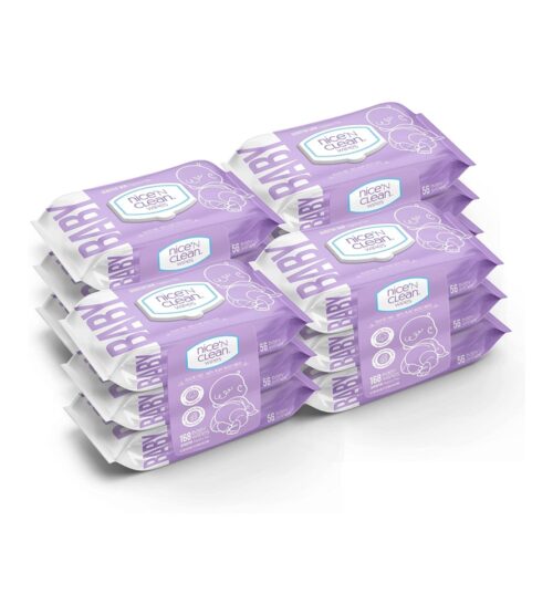Nice 'n Clean Unscented Baby Wipes (672 Total Wipes) | Ideal for Sensitive Skin | Hypoallergenic, Plastic-Free, Plant-Based Wet Wipes | Made w/ 100% Purified Water