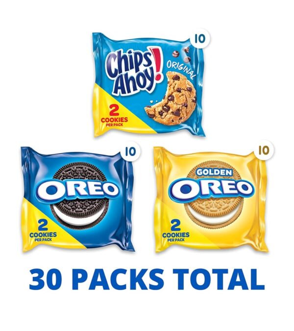 Nabisco Sweet Treats Cookie Variety Pack OREO, OREO Golden & CHIPS AHOY, 30 Snack Packs (2 Cookies Per Pack)