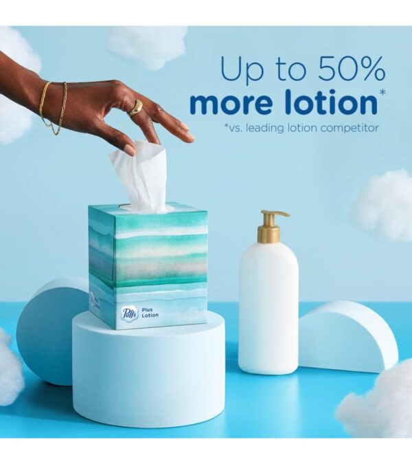 Puffs Plus Lotion Facial Tissues, 8 Family Boxes, 124 Facial Tissues per Box