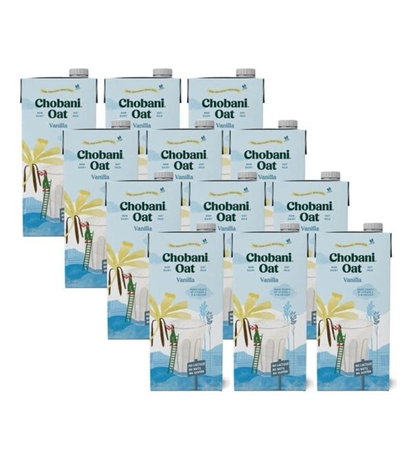 Chobani Oat Drink, Vanilla Barista Edition, No Lactose, No Nuts, Gluten Free, 32 Ounce (Pack of 12)