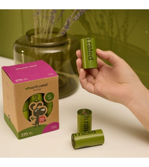 Earth Rated Dog Poop Bags, Guaranteed Leak Proof and Extra Thick Waste Bag Refill Rolls For Dogs, Lavender Scented, 270 Count