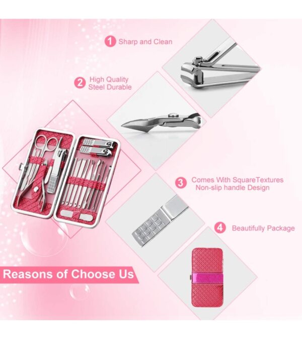 img-f42387267a4708ffcb0cfe3fbc602381 Nail Clippers Set 18 Pieces Stainless Steel Manicure Kit, Professional Grooming Kits, Nail Care Tools with Luxurious Travel Case