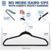 Zober Velvet Hangers 50 Pack – Black Hangers for Coats, Pants & Dress Clothes – Non Slip Clothes Hanger Set w/ 360 Degree Swivel, Holds up to 10 lbs – Strong Felt Hangers for Clothing