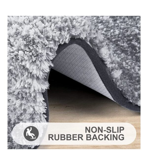 OLANLY Luxury Rug, Extra Soft and Absorbent Microfiber Rugs, Non-Slip Plush Shaggy Bath Carpet, Machine Wash Dry, Bath Mats for Bathroom Floor, Tub and Shower, 24×16, Grey