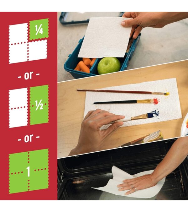 Brawny Tear-A-Square Paper Towels, 16 Double Rolls = 32 Regular Rolls, 3 Sheet Size Options, Quarter Size Sheets