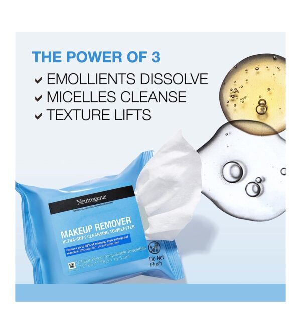 Neutrogena Cleansing Fragrance Free Makeup Remover Face Wipes, Cleansing Facial Towelettes for Waterproof Makeup, Alcohol-Free, Unscented, 100% Plant-Based Fibers, Twin Pack, 2 x 25 ct