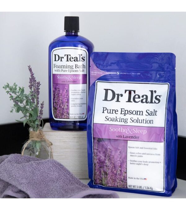 Dr Teal's Foaming Bath with Pure Epsom Salt, Soothe & Sleep with Lavender, 34 fl oz (Pack of 4)