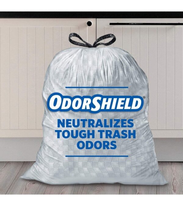 Glad Tall Kitchen Drawstring Trash Bags – OdorShield 13 Gallon Grey Trash Bag, Febreze Fresh Clean – 80 Count