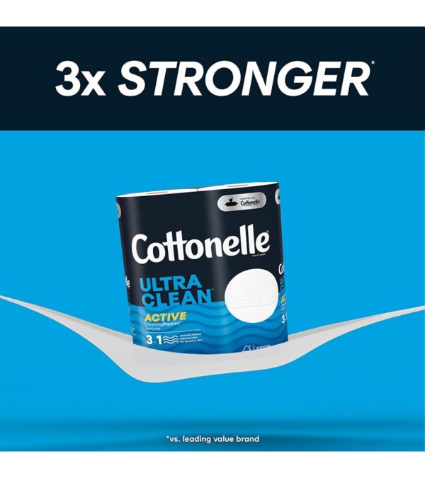 Cottonelle Ultra Clean Toilet Paper with Active CleaningRipples Texture, Strong Bath Tissue, 24 Family Mega Rolls (24 Family Mega Rolls = 132 Regular Rolls), 388 Sheets per Roll, Packaging May Vary
