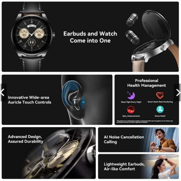 [Exclusive for New Users 49 ]：HW Watch Buds Smart Watch with Wireless Earphones