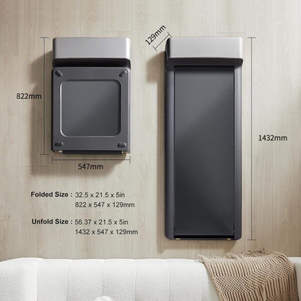 KingSmith WalkingPad P1 Folding Treadmill Ultra Slim Electric Foldable Treadmill Smart Fold Walking Pad Portable Safety Non Holder Gym and Running Device P1 Grey