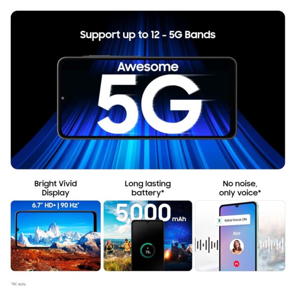 Version 1.0.0 【Clearance Sale】Samsung Galaxy A06 5G | 128GB, 2025 | IP54 Splash Resistant, 6.7" 90Hz Display, Android 15, International Model Factory Unlocked for Global, T-Mobile, Metro | 20W Fast Charger Bundle, Black